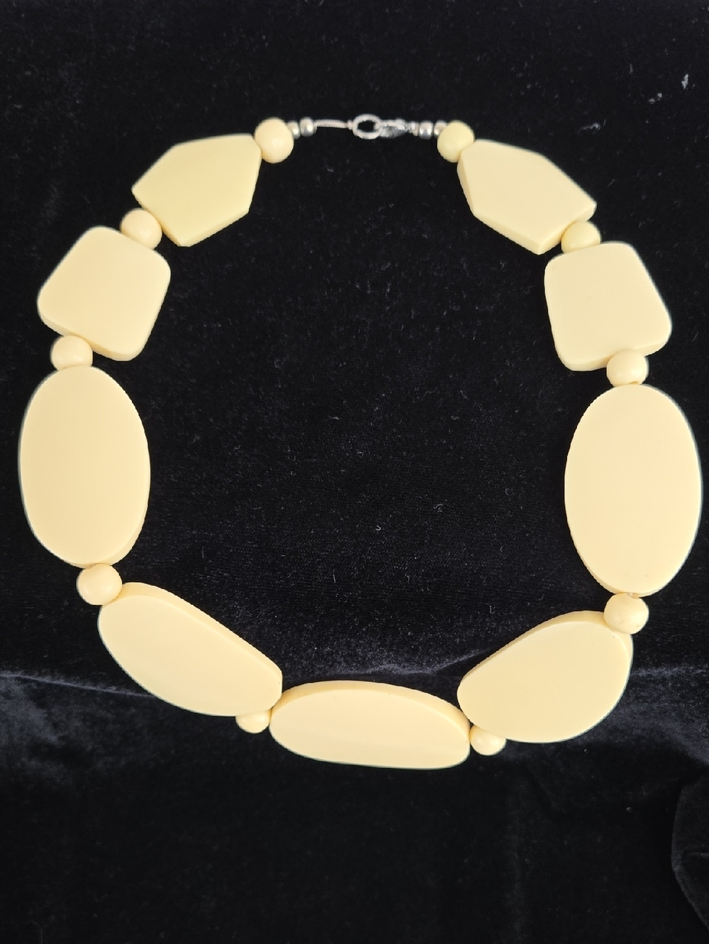 Vintage Boho Cream Statement Bead Necklace and Clip On Earrings - Women Jewelry